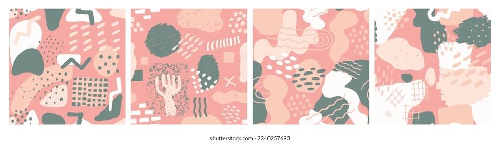 Light Seamless Brushed Artistic Paint Blob. Black Endless Stylish Beauty Shape, Seamless Texture. Vibrant Continuous Round Modern Element Silhouette
