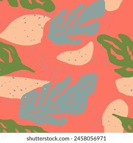 Textura de estilo de playa clásico sin costuras. Plantilla de palmera creativa sin costuras azul, patrón sin costuras. Decoración Repetitiva Amarilla Flora Hojas Vector. 