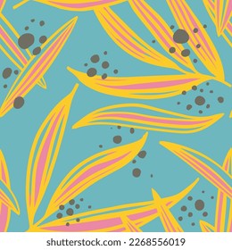 Light Seamless Classic Branch Style Art. Gradient Seamless Fashion Retro Fabrics, Seamless Print. Hippie Continuous Decoration Trendy Illustration Wallpaper. 