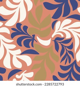 Light Seamless Classic Decorative Foliage Textile Pattern. Brown Camouflage Abstract Bloom Garden Leaves Background. Vibrant Repeated Exotic Tree Element Print.