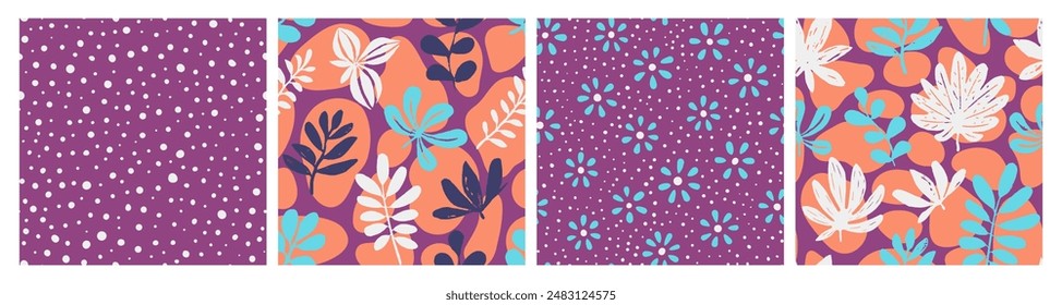 Light Seamless Color Garden Artwork Design. Dark Continuous Contemporary Plant Style, Seamless Vector. Pastel Endless Classic Beach Decor Texture. 