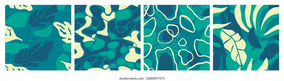 Light Seamless Color Spring Watercolor Set. Gradient Seamless Classic Garden Illustration, Seamless Art. Blue Endless Elegant Tropic Template Background. 