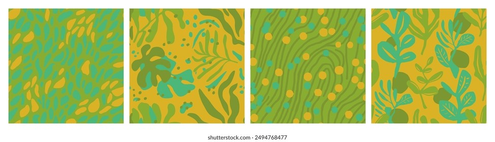 Light Seamless Contemporary Tropic Element Print. Dark Endless Fashion Fresh Decor, Seamless Wallpaper. Green Repetitive Color Simple Style Vector. 
