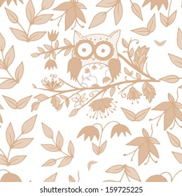 Light seamless cute owl pattern