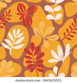 Light Seamless Decoration Beach Textile Art. Yellow Repeated Nature Graphic Invitation, Seamless Texture. Vibrant Repetitive Abstract Plant Ornament Print. 