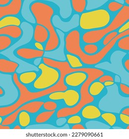 Light Seamless Decoration Beauty Invitation Texture. Vibrant Repetitive Color Organic Paint, Seamless Art. Gradient Repeated Doodle Trendy Leaves Pattern. 