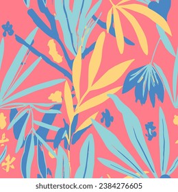 Light Seamless Decoration Garden Illustration Background. Pink Endless Abstract Branch Template, Seamless Design. Purple Repeated Fashion Vintage Fabrics Wallpaper. 