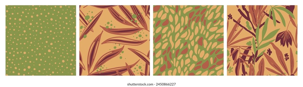 Light Seamless Doodle Blossom Surface Set. Pink Endless Fashion Graphic Scribble, Seamless Vector. Dark Repeated Decoration Flora Fabrics Texture. 