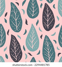 Light Seamless Doodle Decorative Fabrics Print. Blue Seamless Elegant Tropic Style, Seamless Vector. Pastel Endless Abstract Artistic Paint Art. 