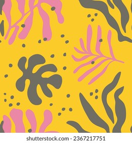 Light Seamless Elegant Beautiful Leaves Texture. Colorful Endless Contemporary Bloom Paint, Seamless Vector. Purple Repeated Summer Plant Quill Pattern. 