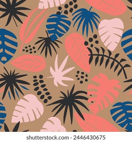 Light Seamless Elegant Modern Template Design. Purple Repeated Abstract Plant Illustration, Seamless Wallpaper. Pink Repetitive Doodle Beauty Artwork Vector. 