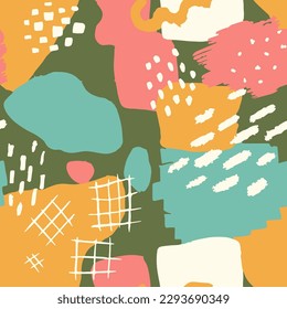Light Seamless Elegant Retro Watercolor Stripes. Orange Repetitive Brushed Isolated Element, Seamless Pattern. Vibrant Continuous Trend Hand Drawn Shape Wallpaper