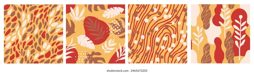 Light Seamless Fashion Flora Decor Art. Gradient Repetitive Contemporary Blossom Surface, Seamless Set. Pink Endless Abstract Beautiful Leaves Vector. 