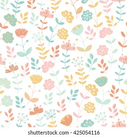 Light seamless floral pattern with stylized flowers