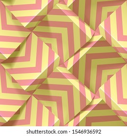 Light seamless geometric pattern with repeating strips pastels colors. Vector template for wallpapers, textile, fabric, wrapping paper, backgrounds. Abstract Realistic 3d texture