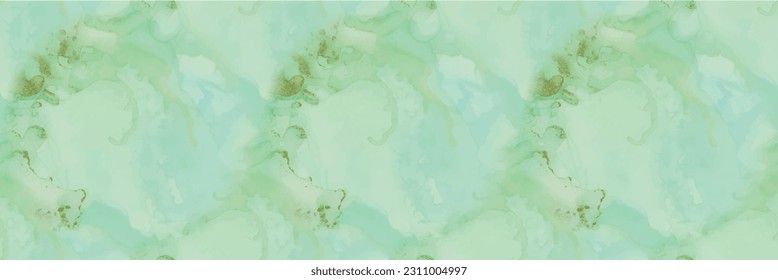 Light Seamless Glitter. Golden Vector Ink Canvas. Shiny Alcohol Ink Background. Blue Marble Background. Foil Art Paint. Marble Green Water Color. Gold Gradient Watercolor. Vector Abstract Template.