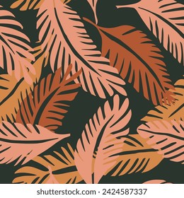 Light Seamless Nature Decorative Style Wallpaper. Bright Endless Summer Fresh Illustration, Seamless Pattern. Hippie Repeated Contemporary Jungle Artwork Texture. 