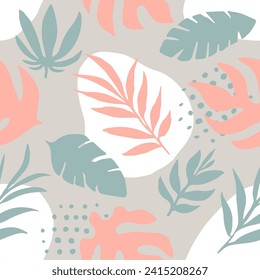 Diseño de elementos gráficos de naturaleza sin foco. Ilustración Tropica De Decoración Azul Infinito, Vector Sin Marea. Arte textil brillante de árbol de verano. 
