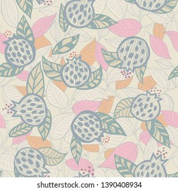light seamless pattern with abstract pomegranate