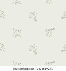 Light seamless pattern with attributes of school, autumn, learning. Simple vector illustration with repeating autumn leaf icons