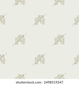 Light seamless pattern with attributes of school, autumn, learning, childhood. Simple vector illustration with repeating school icons of tic-tac-toe game