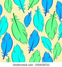  light seamless pattern bird feathers