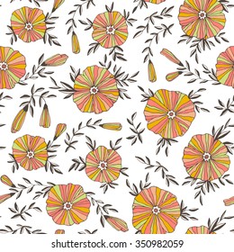 Light Seamless pattern with elegant flowers. Vector hand drawn illustration.