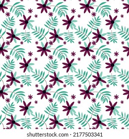 Light seamless pattern of flowers and leaves.