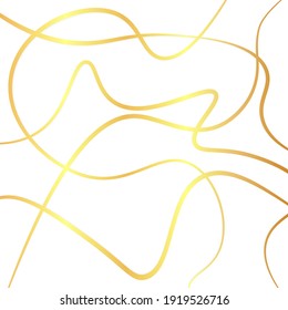 Light seamless pattern with golden flowing lines on a white background. Vector illustration 