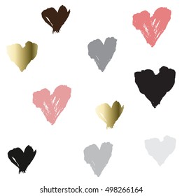 Light seamless pattern with hearts confetti on white background. Romantic trendy heart frame. Valentine day design for love card, valentine day greetings. Vector illustration stock vector.