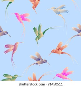 Light seamless pattern with hummingbird.Vector eps 10