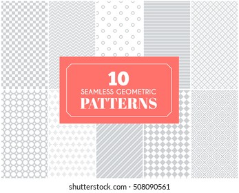 Light seamless patterns for universal background. Vector illustration for web design. Grey and white colors. Endless texture can be used for wallpaper, fill, web page