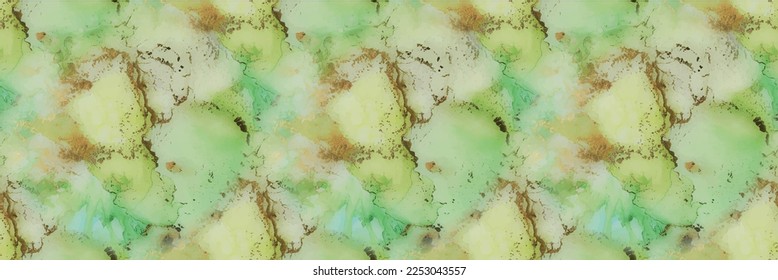Light Seamless Repeat. Luxury Alcohol Ink Canvas. Marble Foil Vector Ink. Green Gradient Watercolor. Metal Water Color Background. Gold Ink Paint. Blue Marble Background. Modern Abstract Painting.