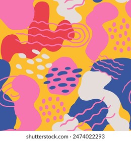 Light Seamless Round Graphic Shape Blob. Orange Seamless Color Beauty Artwork, Seamless Card. Colorful Repetitive Trend Geometric Invitation Texture