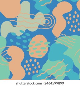 Light Seamless Summer Geometric Invitation Sketch. Colorful Repetitive Creative Isolated Illustration, Seamless Blob. Vivid Endless Elegant Modern Textile Cover