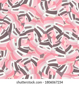 Light Seamless Summer Graphic Leaf. Multicolor Repeated Jungle Vector Fabric. Spring Repeated Exotic Graphic Leaves. Monstera Seamless Pattern. Tropical, Monstera Pattern,