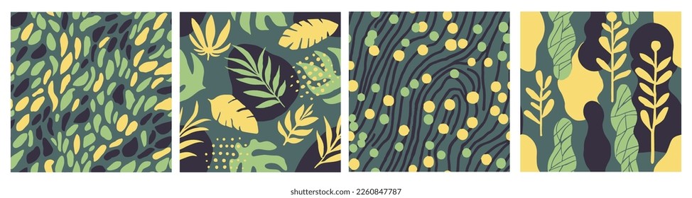 Light Seamless Summer Modern Element Collection. Gradient Continuous Abstract Vintage Illustration, Seamless Texture. Green Endless Classic Tree Watercolor Print. 