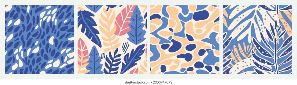Light Seamless Summer Plant Invitation Set. Vivid Repeated Color Tree Decor, Seamless Design. Green Seamless Doodle Spring Surface Wallpaper. 