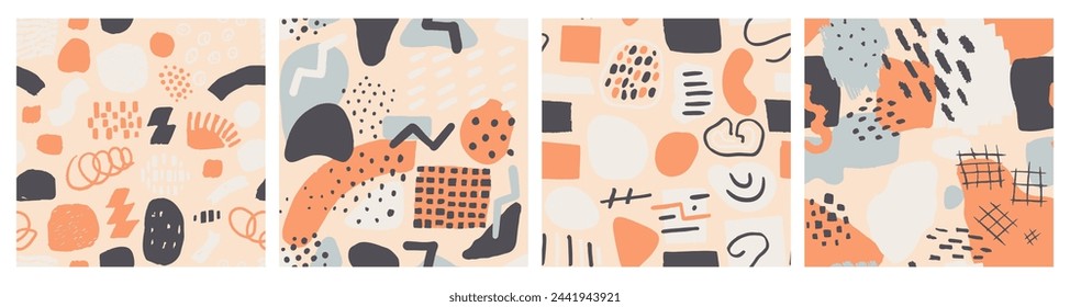 Light Seamless Trend Geometric Ornament Vector. Pastel Endless Decoration Simple Style, Seamless Pattern. White Repeated Summer Hand Drawn Decor Texture