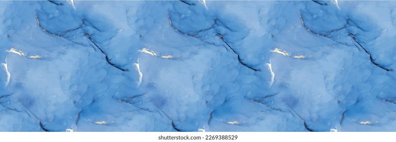 Light Seamless Watercolor. Modern Seamless Art Painting. Vector Ink Marble. Gold Abstract Watercolor. Blue Marble Background. Foil Ink Paint. White Bronze Texture. Alcohol Ink Canvas. Foil Watercolor
