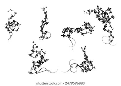 light set of airy pattern elements from woven hop plants. stock vector image