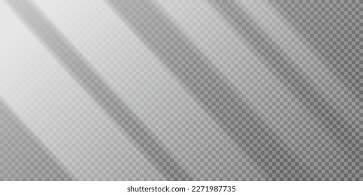 Fondo de pared de sombra clara, luz solar o luz solar de sombra de ventana, superposición vectorial. Luz solar reflejada en un fondo de pared transparente, efecto realista