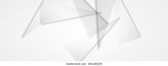 Light Shapes Business Vector Panoramic Gray Background. Dynamic Template. Transparent Technology Triangle Layout. Graphic Certificate.