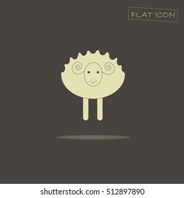 Light sheep on black, flat icon vector illustration