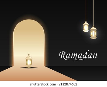 Light shine through the window. Vector ornaments for the month of Ramadan or Eid al-Fitr.