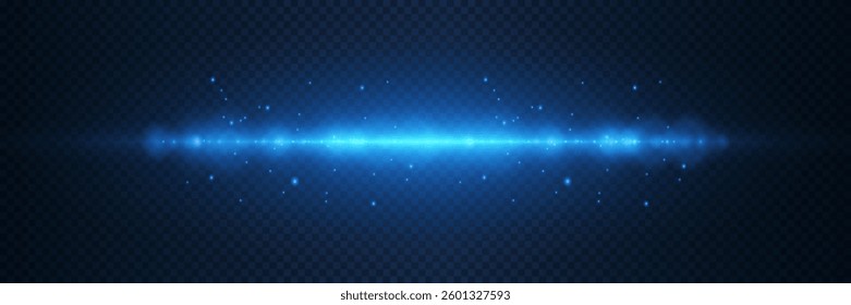 Light shining effect of flash. Horizontal line of light.
