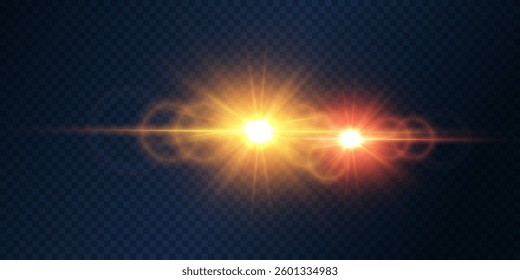 Light shining effect of flash. On a transparent background.