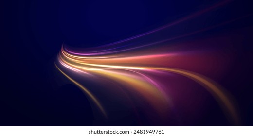 Light shining effect. glowing shiny speed lines effect vector background. Glowing speed lines. Abstract background with speed lines. Vector illustration. Futuristic. The light lines of the road 