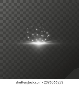 Light shining stars, glare light effects, Shiny illuminated elements on a transparent background. Vector isolate special effects.