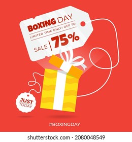 Light Shining Yellow Gift Box Boxing Day December 26th illustration on abstract background